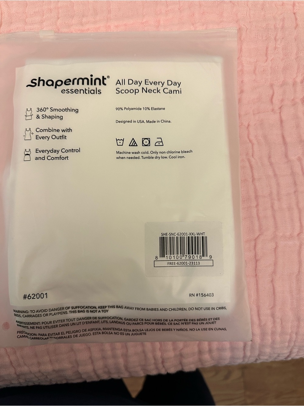 Shapermint White Scoop Neck Cami Packaged